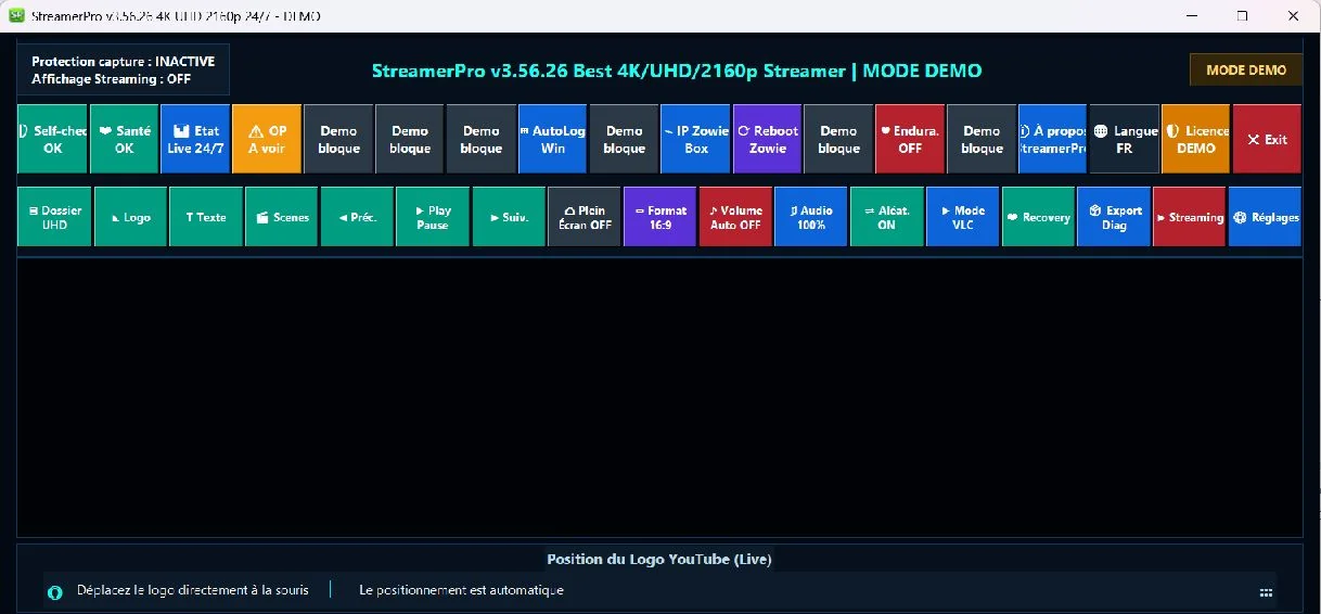 Demo console — StreamerPro 3.56.26