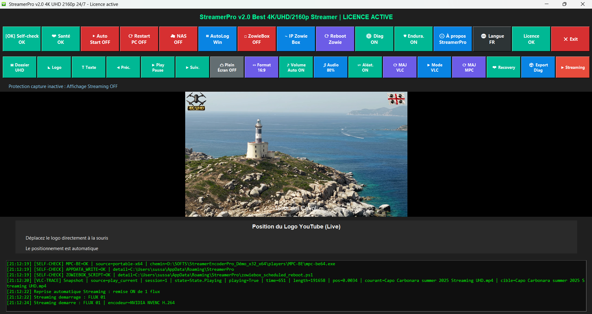 Interface principale StreamerPro